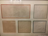 Framed large group of five original limited edition engravings with pencil numbering and artist signature by Idn Roulbend, in wood frame and glass cover.