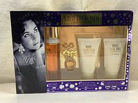 Front view of the new sealed Elizabeth Taylor White Diamonds gift set showing all four products.