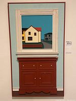 Full view of the carved wooden artwork showing entire piece mounted on wall