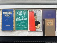 Five volumes by E. J. Pratt arranged side by side showing front covers and dust jackets