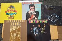 Overview of all five album covers laid out, showing Cheech and Chong, Adam and the Ants, Supertramp, Lighthouse Live!, and Jimi Hendrix Experience Smash Hits albums.