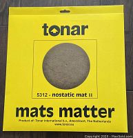 Photo of original Tonar Nostatic Mat II packaging showing product branding, model number 5312, and origin in the Netherlands.