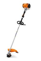 Full view of Stihl FS 111R brush cutter showing engine, shaft, handle and cutting head