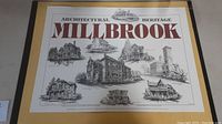 Full view of 17.5 x 24 inch poster titled 'Architectural Heritage Millbrook' showing multiple historic building sketches.