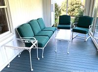 Complete five-piece set displayed on porch