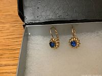 Front view of the pair of earrings in presentation box