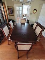 Assembled table and six chairs in dining area
