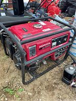 Front-side angle showing entire generator unit within steel frame on ground