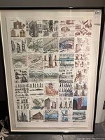 Front view of entire framed collage showing overall layout of drawings