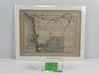 Full view of the antique map showing geographic details of District of Parry Sound laid on foam-board.