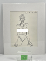 Front view of lithograph mounted on foam-board with green inventory label visible below.