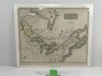 Full view of the antique map of Canada and Nova Scotia laid loose on foam board, showing the entire geographic coverage.
