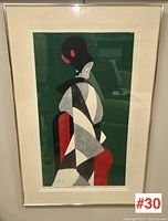 Full front view of framed artwork showing image, mat and frame