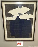 Frontal view of the framed woodblock print showing overall composition and condition