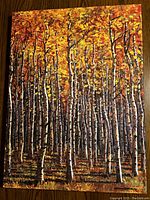 Front view of the giclee print artwork showing the aspen forest scene with vibrant fall colors.