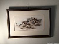 Full view of the framed lithograph in two-tone wood frame, showing the overall composition and framing style.