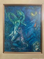 Overall view of framed lithograph showing artwork and frame