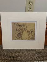 Full view of matted and plastic wrapped sketch showing Mr. Duck Steps Out Donald Duck scene