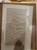 Framed single leaf of Latin printed text from Josephus Antiquitatum Judaicarum Libri XX dated 1566.