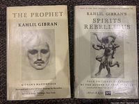 Front dust jackets of The Prophet and Spirits Rebellious showing titles, author and cover artwork.
