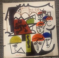 Full view of the mixed media artwork on paper, showing entire composition and binder holes