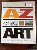 Cover of 'The A-Z of Art' book, white cover with large colorful text and small art images