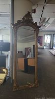 Full frontal view of mirror showing entire frame and reflective surface