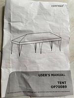 Front page of manual showing tent illustration and model OP70089