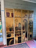 Full view of the four-panel folding room divider screen showing overall design and condition.