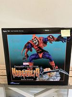 Front view of the Marvel Premier Collection Hobgoblin resin statue box showing the character and labeling of limited 3000 pieces edition.