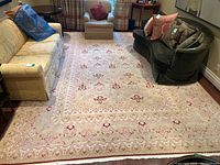 Full room shot showing carpet under furniture