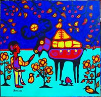 Front view of full acrylic painting, straight-on