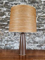 Front view of lamp showing full height and shade