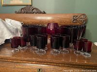 Front view showing selection of small and mid-size glasses and large snifter