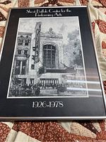 Front view of first framed print showing Shea's Buffalo Center for the Performing Arts building from 1926 to 1978 with crowd and ornate building details.