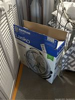 Photo of Lasko Wind Machine air circulator fan box showing the product front side.