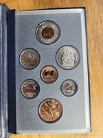Full view of 1997 Canadian Specimen Coin Set showing all seven coins in protective case.