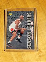 Front view of the Michael Jordan basketball card in protective casing showing design and details.