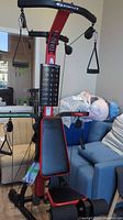 Front angle showing full Bowflex PR3000 with bench and pulleys