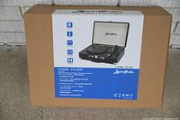 Boxed Byron Statics KTS-601BT turntable with product image and brand logo on front of packaging.