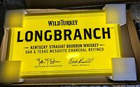 Wild Turkey Longbranch Kentucky Straight Bourbon Whiskey LED sign in original packaging with foam corner protectors.