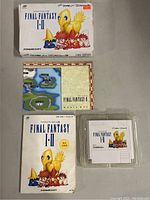 Full set displayed showing cartridge, box, manual, and world map for Final Fantasy I & II Famicom game.