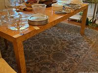 Overall view of tabletop and legs with dishes removed