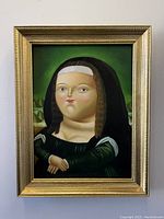 Frontal view of framed oil painting showing overall artwork and gold-tone wooden frame