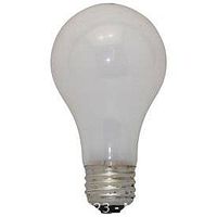 Single frosted A19 incandescent bulb shown screwed in a socket with metal medium screw base.