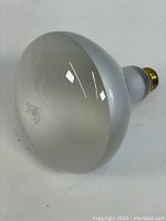 Single GE incandescent reflector flood light bulb with frosted R40 glass shape and standard base.
