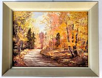 Full frontal view of framed painting showing overall appearance and composition