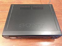 Top view of the Sony VHS player showing the brand engraving and ventilation slots on the top panel.
