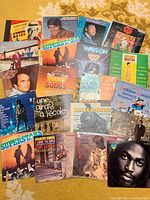 Photo showing a selection of vintage vinyl records including Glen Campbell, Waylon Jennings, and country music compilations.