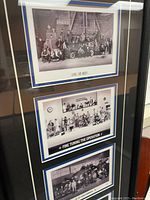 Close-up of three of the five photos within the frame: 'Going For More', 'Fine Tuning The Operation', and 'B-25 Squadron'